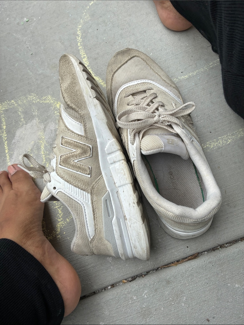 Distressed New Balance Neutral Tan Suede & Mesh Trainers